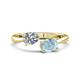 1 - Afra 1.62 ctw White Sapphire Pear Shape (7x5 mm) & Aquamarine Oval Shape (7x5 mm) Toi Et Moi Engagement Ring 
