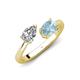 4 - Afra 1.62 ctw White Sapphire Pear Shape (7x5 mm) & Aquamarine Oval Shape (7x5 mm) Toi Et Moi Engagement Ring 