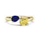 1 - Afra 1.90 ctw Blue Sapphire Pear Shape (7x5 mm) & Yellow Sapphire Oval Shape (7x5 mm) Toi Et Moi Engagement Ring 