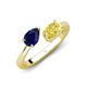 4 - Afra 1.90 ctw Blue Sapphire Pear Shape (7x5 mm) & Yellow Sapphire Oval Shape (7x5 mm) Toi Et Moi Engagement Ring 