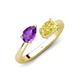 4 - Afra 1.65 ctw Amethyst Pear Shape (7x5 mm) & Yellow Sapphire Oval Shape (7x5 mm) Toi Et Moi Engagement Ring 