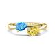 1 - Afra 1.85 ctw Blue Topaz Pear Shape (7x5 mm) & Yellow Sapphire Oval Shape (7x5 mm) Toi Et Moi Engagement Ring 