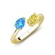 4 - Afra 1.85 ctw Blue Topaz Pear Shape (7x5 mm) & Yellow Sapphire Oval Shape (7x5 mm) Toi Et Moi Engagement Ring 