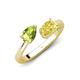 4 - Afra 1.80 ctw Peridot Pear Shape (7x5 mm) & Yellow Sapphire Oval Shape (7x5 mm) Toi Et Moi Engagement Ring 