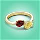 3 - Afra 1.90 ctw Red Garnet Pear Shape (7x5 mm) & Yellow Sapphire Oval Shape (7x5 mm) Toi Et Moi Engagement Ring 