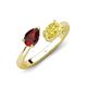 4 - Afra 1.90 ctw Red Garnet Pear Shape (7x5 mm) & Yellow Sapphire Oval Shape (7x5 mm) Toi Et Moi Engagement Ring 