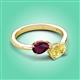 3 - Afra 1.90 ctw Rhodolite Garnet Pear Shape (7x5 mm) & Yellow Sapphire Oval Shape (7x5 mm) Toi Et Moi Engagement Ring 