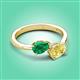 3 - Afra 1.80 ctw Emerald Pear Shape (7x5 mm) & Yellow Sapphire Oval Shape (7x5 mm) Toi Et Moi Engagement Ring 