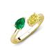 4 - Afra 1.80 ctw Emerald Pear Shape (7x5 mm) & Yellow Sapphire Oval Shape (7x5 mm) Toi Et Moi Engagement Ring 