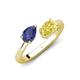 4 - Afra 1.60 ctw Iolite Pear Shape (7x5 mm) & Yellow Sapphire Oval Shape (7x5 mm) Toi Et Moi Engagement Ring 