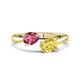1 - Afra 1.70 ctw Pink Tourmaline Pear Shape (7x5 mm) & Yellow Sapphire Oval Shape (7x5 mm) Toi Et Moi Engagement Ring 