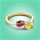 3 - Afra 1.70 ctw Pink Tourmaline Pear Shape (7x5 mm) & Yellow Sapphire Oval Shape (7x5 mm) Toi Et Moi Engagement Ring 