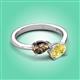 3 - Afra 1.65 ctw Smoky Quartz Pear Shape (7x5 mm) & Yellow Sapphire Oval Shape (7x5 mm) Toi Et Moi Engagement Ring 