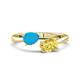 1 - Afra 1.35 ctw Turquoise Pear Shape (7x5 mm) & Yellow Sapphire Oval Shape (7x5 mm) Toi Et Moi Engagement Ring 