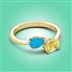3 - Afra 1.35 ctw Turquoise Pear Shape (7x5 mm) & Yellow Sapphire Oval Shape (7x5 mm) Toi Et Moi Engagement Ring 