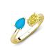 4 - Afra 1.35 ctw Turquoise Pear Shape (7x5 mm) & Yellow Sapphire Oval Shape (7x5 mm) Toi Et Moi Engagement Ring 