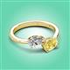 3 - Afra 1.90 ctw White Sapphire Pear Shape (7x5 mm) & Yellow Sapphire Oval Shape (7x5 mm) Toi Et Moi Engagement Ring 