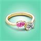 3 - Afra 1.70 ctw Pink Sapphire Pear Shape (7x5 mm) & IGI Certified Lab Grown Diamond Oval Shape (7x5 mm) Toi Et Moi Engagement Ring 
