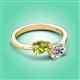 3 - Afra 1.60 ctw Peridot Pear Shape (7x5 mm) & IGI Certified Lab Grown Diamond Oval Shape (7x5 mm) Toi Et Moi Engagement Ring 