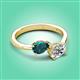 3 - Afra 1.65 ctw London Blue Topaz Pear Shape (7x5 mm) & IGI Certified Lab Grown Diamond Oval Shape (7x5 mm) Toi Et Moi Engagement Ring 