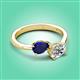 3 - Afra 1.70 ctw Blue Sapphire Pear Shape (7x5 mm) & IGI Certified Lab Grown Diamond Oval Shape (7x5 mm) Toi Et Moi Engagement Ring 