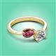 3 - Afra 1.50 ctw Pink Tourmaline Pear Shape (7x5 mm) & IGI Certified Lab Grown Diamond Oval Shape (7x5 mm) Toi Et Moi Engagement Ring 