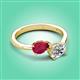 3 - Afra 1.75 ctw Ruby Pear Shape (7x5 mm) & IGI Certified Lab Grown Diamond Oval Shape (7x5 mm) Toi Et Moi Engagement Ring 