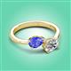 3 - Afra 1.55 ctw Tanzanite Pear Shape (7x5 mm) & IGI Certified Lab Grown Diamond Oval Shape (7x5 mm) Toi Et Moi Engagement Ring 