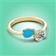 3 - Afra 1.15 ctw Turquoise Pear Shape (7x5 mm) & IGI Certified Lab Grown Diamond Oval Shape (7x5 mm) Toi Et Moi Engagement Ring 