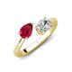 4 - Afra 1.75 ctw Ruby Pear Shape (7x5 mm) & IGI Certified Lab Grown Diamond Oval Shape (7x5 mm) Toi Et Moi Engagement Ring 