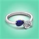 3 - Afra 1.70 ctw Blue Sapphire Pear Shape (7x5 mm) & GIA Certified Natural Diamond Oval Shape (7x5 mm) Toi Et Moi Engagement Ring 