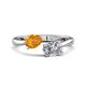 1 - Afra 1.45 ctw Citrine Pear Shape (7x5 mm) & GIA Certified Natural Diamond Oval Shape (7x5 mm) Toi Et Moi Engagement Ring 