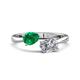 1 - Afra 1.60 ctw Emerald Pear Shape (7x5 mm) & GIA Certified Natural Diamond Oval Shape (7x5 mm) Toi Et Moi Engagement Ring 