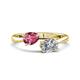 1 - Afra 1.50 ctw Pink Tourmaline Pear Shape (7x5 mm) & GIA Certified Natural Diamond Oval Shape (7x5 mm) Toi Et Moi Engagement Ring 