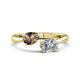 1 - Afra 1.45 ctw Smoky Quartz Pear Shape (7x5 mm) & GIA Certified Natural Diamond Oval Shape (7x5 mm) Toi Et Moi Engagement Ring 