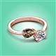 3 - Afra 1.45 ctw Smoky Quartz Pear Shape (7x5 mm) & GIA Certified Natural Diamond Oval Shape (7x5 mm) Toi Et Moi Engagement Ring 