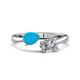 1 - Afra 1.15 ctw Turquoise Pear Shape (7x5 mm) & GIA Certified Natural Diamond Oval Shape (7x5 mm) Toi Et Moi Engagement Ring 
