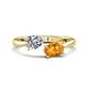 1 - Afra 1.52 ctw GIA Certified Natural Diamond  Pear Shape (7x5 mm) & Citrine Oval Shape (7x5 mm) Toi Et Moi Engagement Ring 