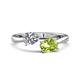 1 - Afra 1.70 ctw GIA Certified Natural Diamond  Pear Shape (7x5 mm) & Peridot Oval Shape (7x5 mm) Toi Et Moi Engagement Ring 