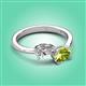3 - Afra 1.70 ctw GIA Certified Natural Diamond  Pear Shape (7x5 mm) & Peridot Oval Shape (7x5 mm) Toi Et Moi Engagement Ring 
