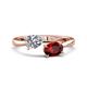 1 - Afra 1.75 ctw GIA Certified Natural Diamond  Pear Shape (7x5 mm) & Red Garnet Oval Shape (7x5 mm) Toi Et Moi Engagement Ring 