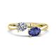 1 - Afra 1.47 ctw GIA Certified Natural Diamond  Pear Shape (7x5 mm) & Iolite Oval Shape (7x5 mm) Toi Et Moi Engagement Ring 