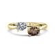 1 - Afra 1.55 ctw GIA Certified Natural Diamond  Pear Shape (7x5 mm) & Smoky Quartz Oval Shape (7x5 mm) Toi Et Moi Engagement Ring 