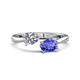 1 - Afra 1.65 ctw GIA Certified Natural Diamond  Pear Shape (7x5 mm) & Tanzanite Oval Shape (7x5 mm) Toi Et Moi Engagement Ring 