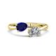 1 - Afra 1.90 ctw Blue Sapphire Pear Shape (7x5 mm) & White Sapphire Oval Shape (7x5 mm) Toi Et Moi Engagement Ring 