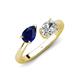 4 - Afra 1.90 ctw Blue Sapphire Pear Shape (7x5 mm) & White Sapphire Oval Shape (7x5 mm) Toi Et Moi Engagement Ring 