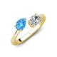 4 - Afra 1.85 ctw Blue Topaz Pear Shape (7x5 mm) & White Sapphire Oval Shape (7x5 mm) Toi Et Moi Engagement Ring 