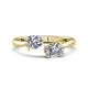 1 - Afra 1.85 ctw Moissanite Pear Shape (7x5 mm) & White Sapphire Oval Shape (7x5 mm) Toi Et Moi Engagement Ring 