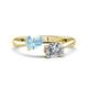 1 - Afra 1.60 ctw Aquamarine Pear Shape (7x5 mm) & White Sapphire Oval Shape (7x5 mm) Toi Et Moi Engagement Ring 