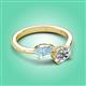 3 - Afra 1.60 ctw Aquamarine Pear Shape (7x5 mm) & White Sapphire Oval Shape (7x5 mm) Toi Et Moi Engagement Ring 